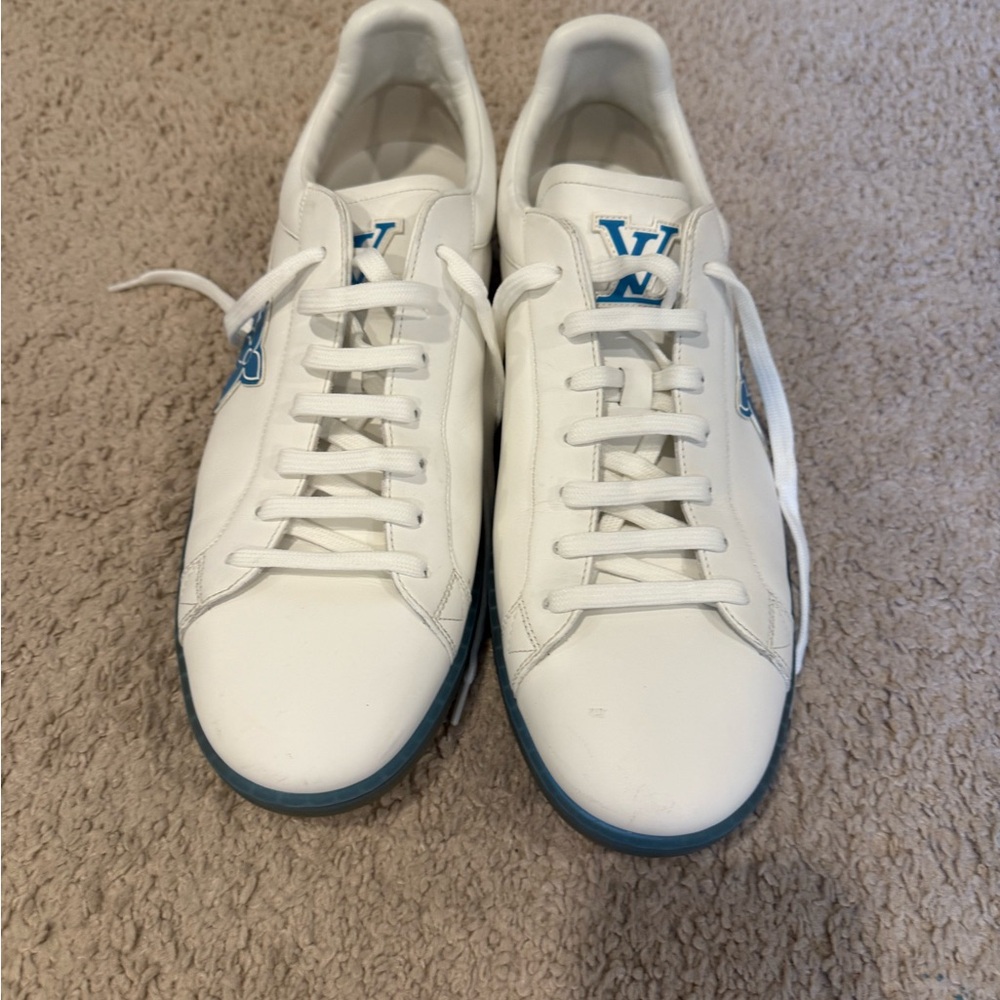 Louis Vuitton White Sneakers with Blue Accents